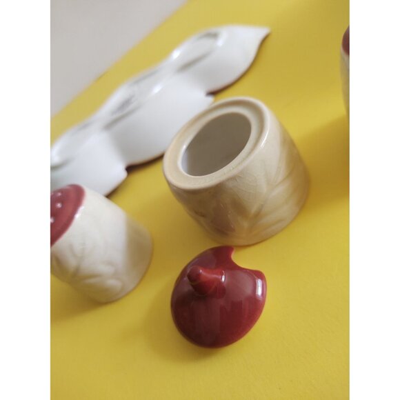 Vintage Carlton Ware England Cruet Set Leaf Twin Tone Design Beige & Brown - Picture 11 of 14